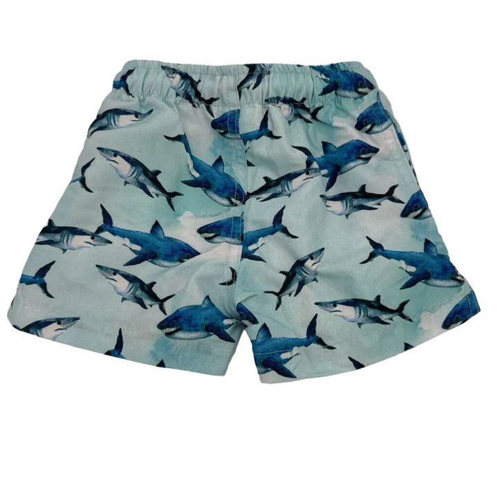 Elastic Waist Swim Trunks / Sharks
