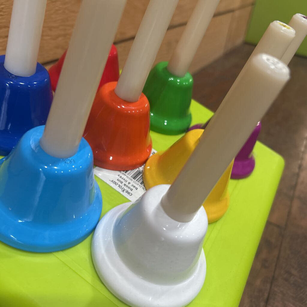 Eight Metal Hand Bells & Tambourine