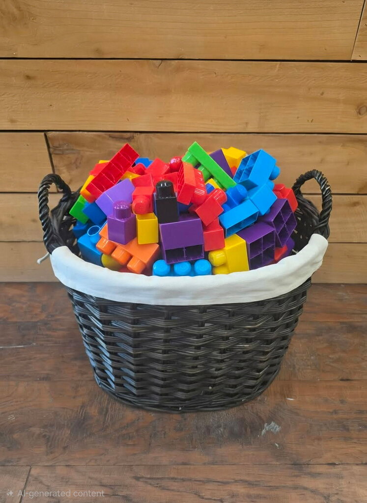 Three Sets Blocks & Storage Basket