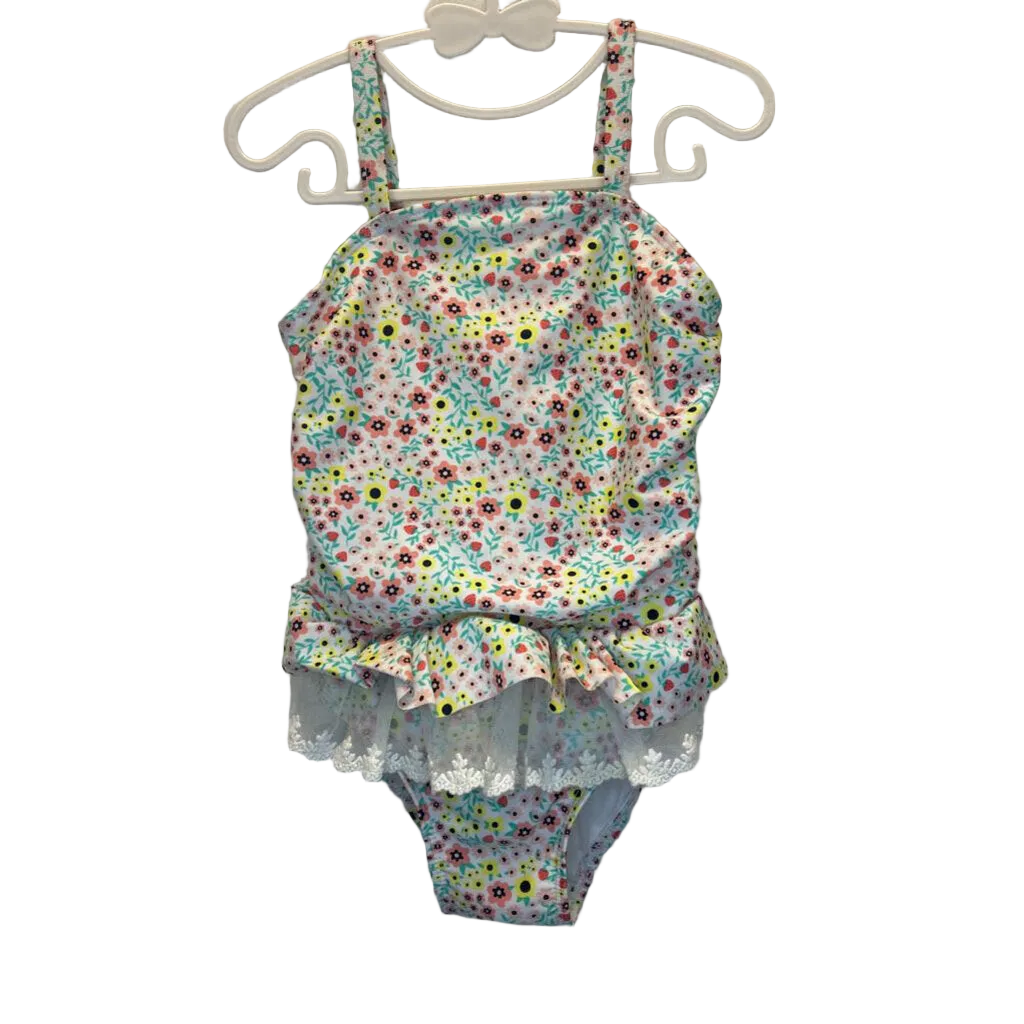 Tank Top One Piece Bathing Suit / Flowers