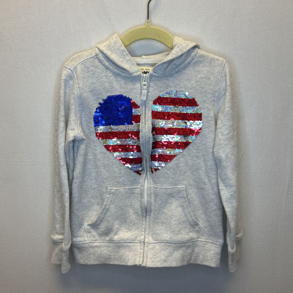 LS Zip Sweater / American Flag Heart