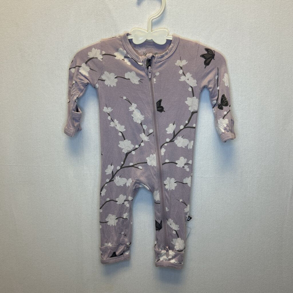 LS Convertible Hands Zipper Onesie / Butterflies
