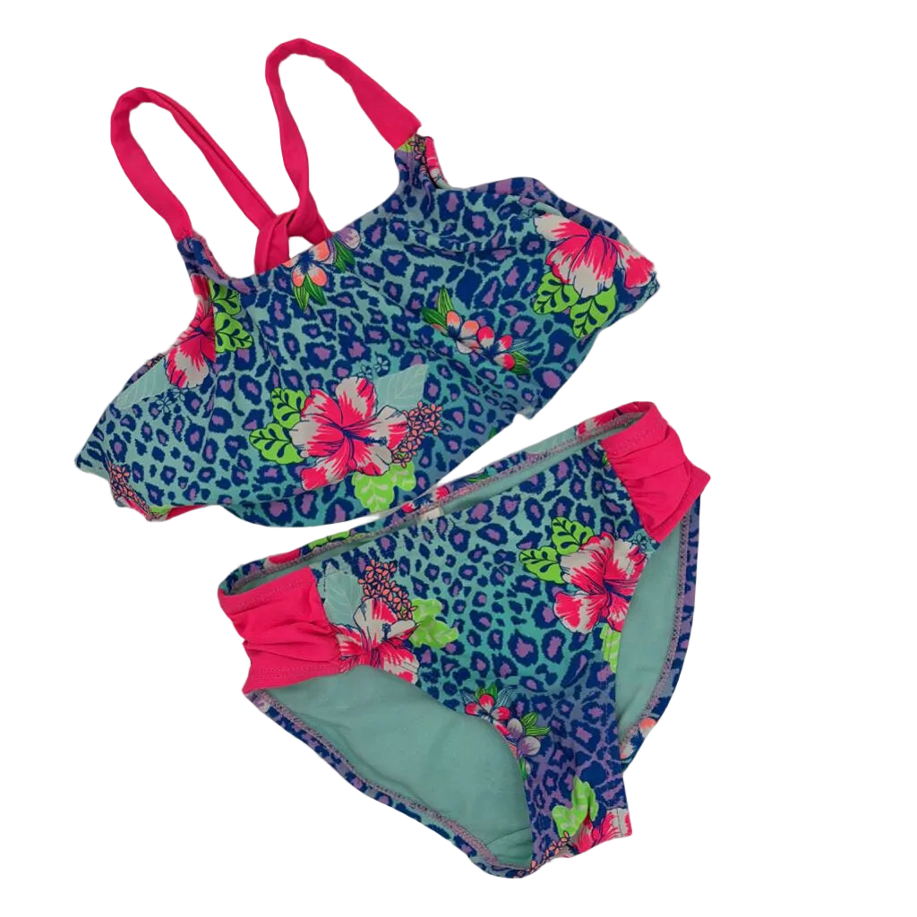 Two Piece Bathing Suit / Flowers