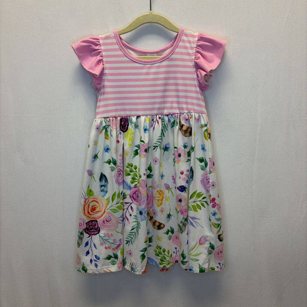 Sleeveless Ruffle Cap Dress / Flowers