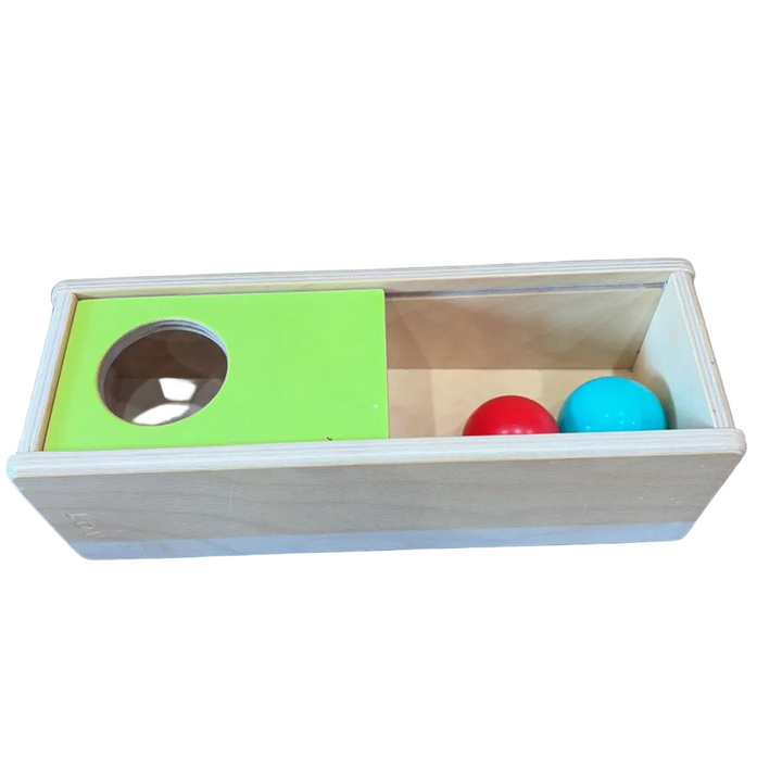 Wooden Sliding Top Box with 3 Balls