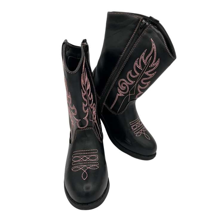 Cowboy Style Boots / Pink Stitching