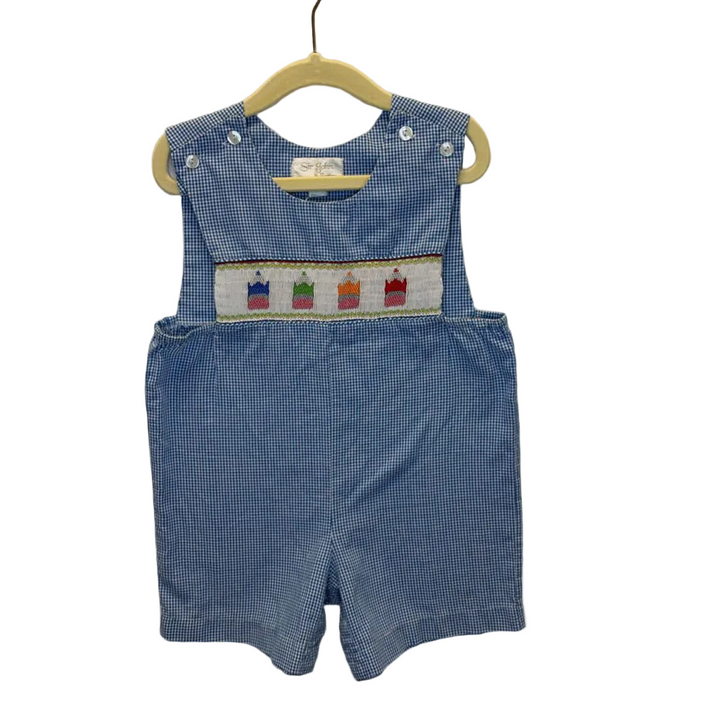 Smocked Tank Romper/Button Shoulder
