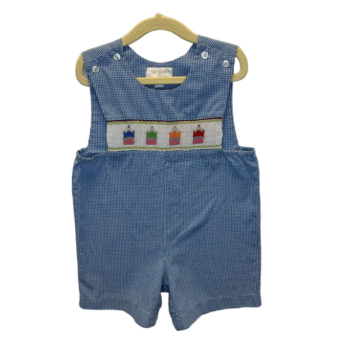 Smocked Tank Romper/Button Shoulder