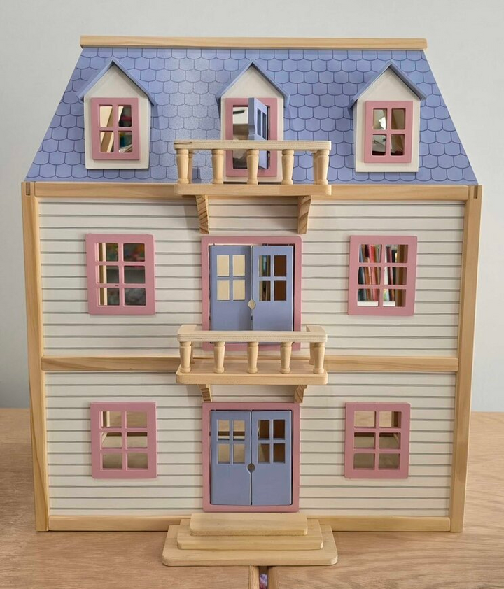 Modern Wooden Multi-Level Dollhouse
