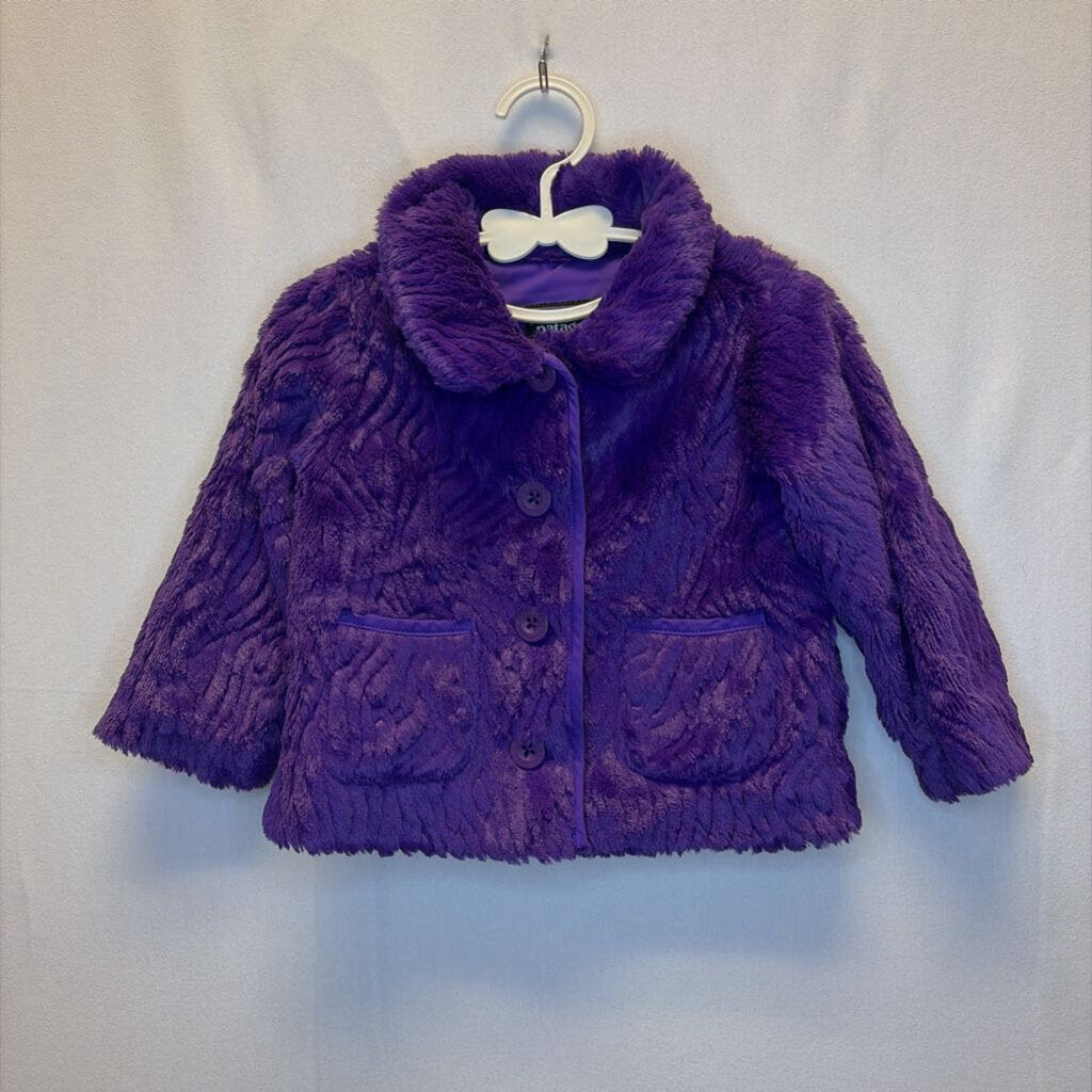 Button Collared Faux Fur Coat
