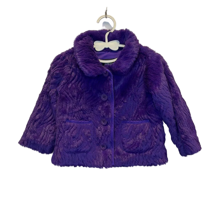 Button Collared Faux Fur Coat