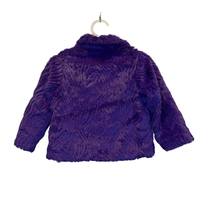 Button Collared Faux Fur Coat
