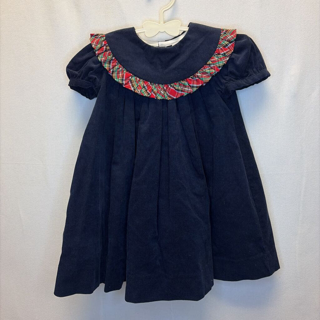 SS Peter Pan Collared Dress/ Plaid Trim