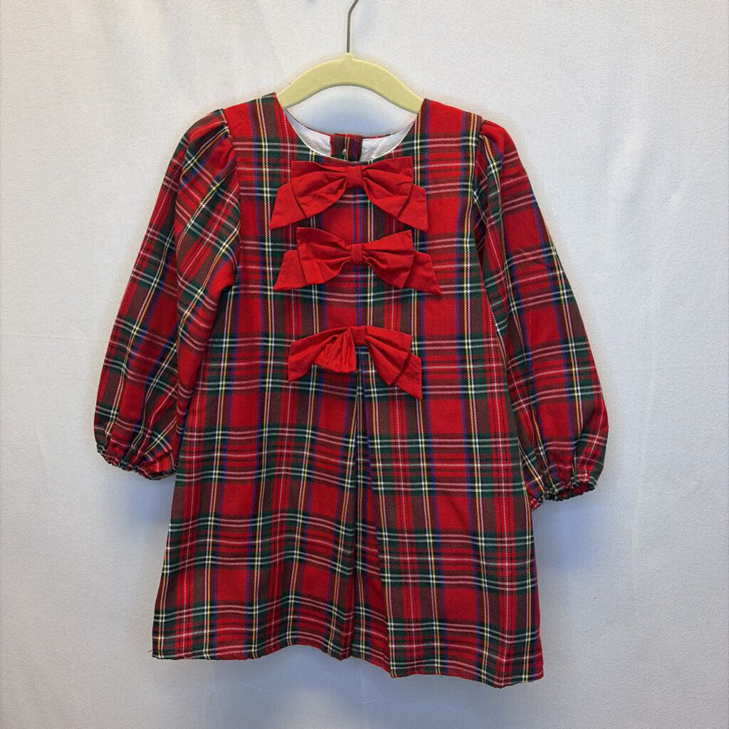 LS Plaid Christmas Dress / Bows