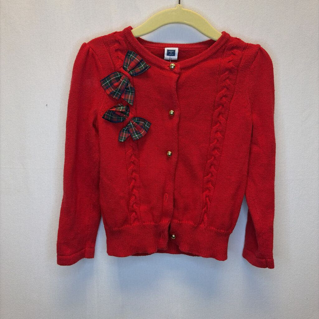 LS Cardigan Sweater/ Plaid Bows