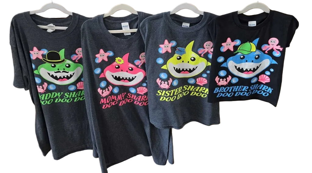 Family Baby Shark T-Shirts L, XL, YS, & 4T