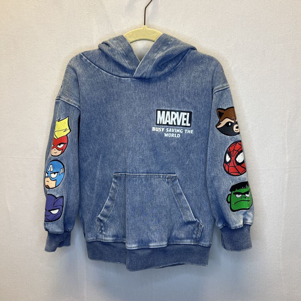 Denim Hoodie / Marvel Busy Saving The World