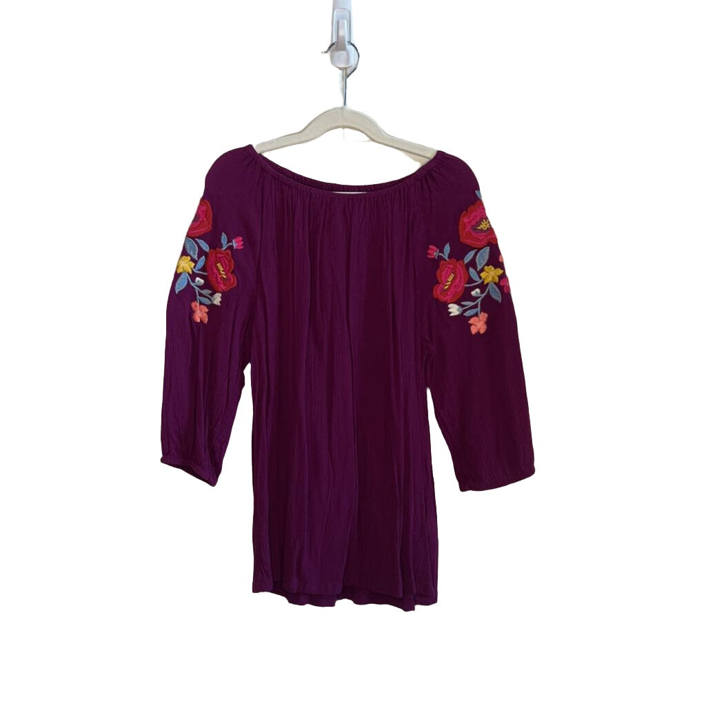 Blouse w/Qtr Length Sleeve - Flowers