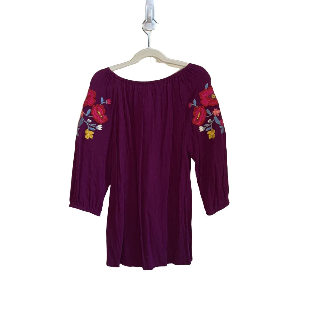 Blouse w/Qtr Length Sleeve - Flowers