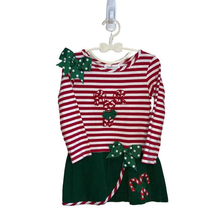 Christmas Dress w/Corduroy Stripe Skirt - Candy Cane
