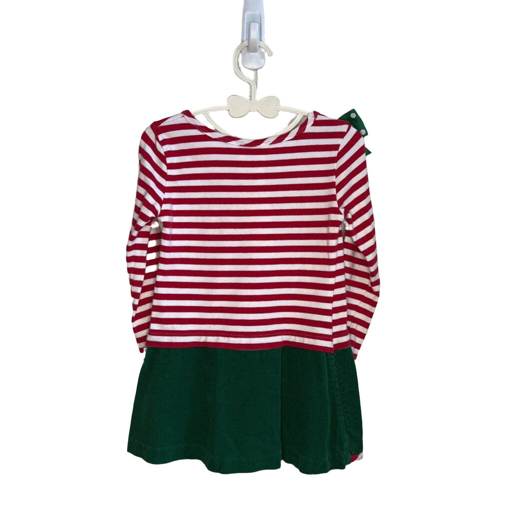 Christmas Dress w/Corduroy Stripe Skirt - Candy Cane