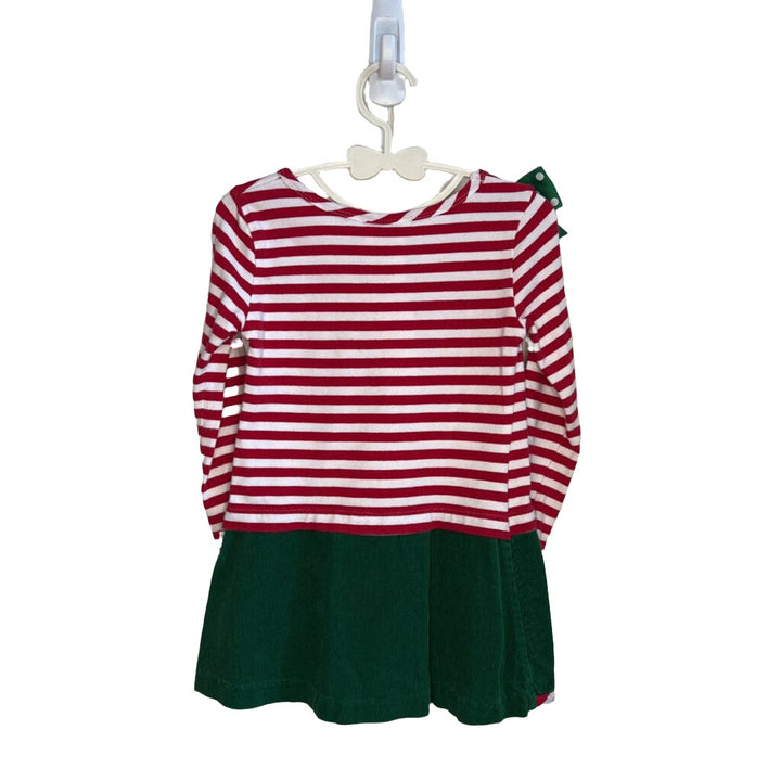 Christmas Dress w/Corduroy Stripe Skirt - Candy Cane