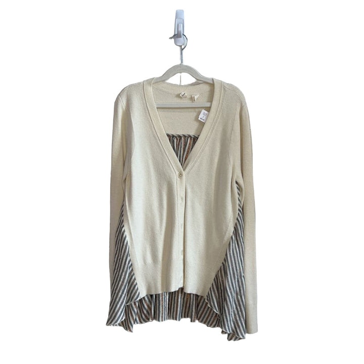 Button-up Sweater Blouse - Striped Back