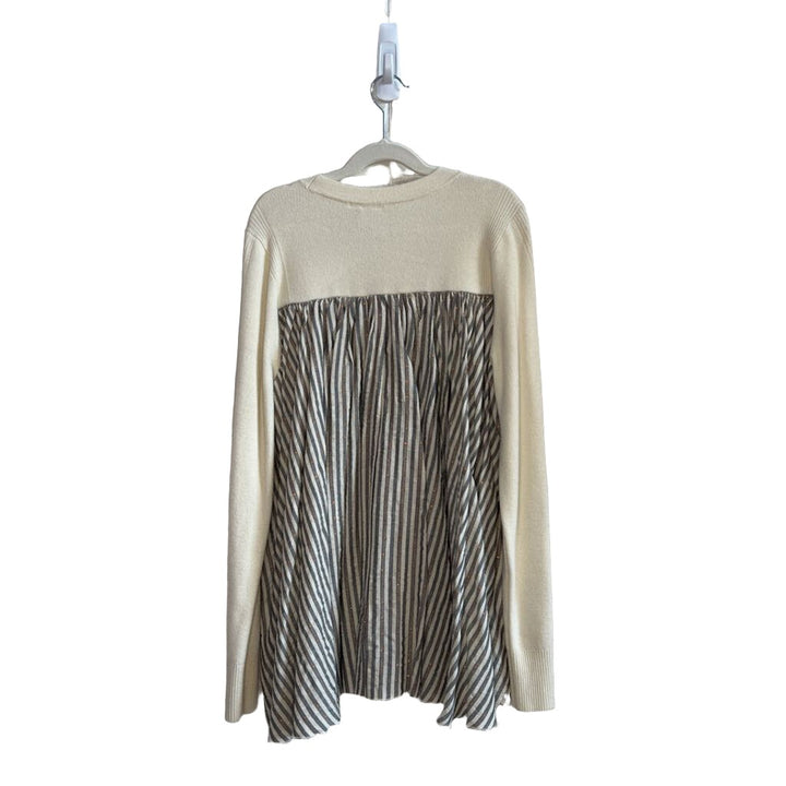 Button-up Sweater Blouse - Striped Back