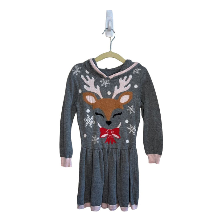 Knit Dress w/Hood - Reindeer