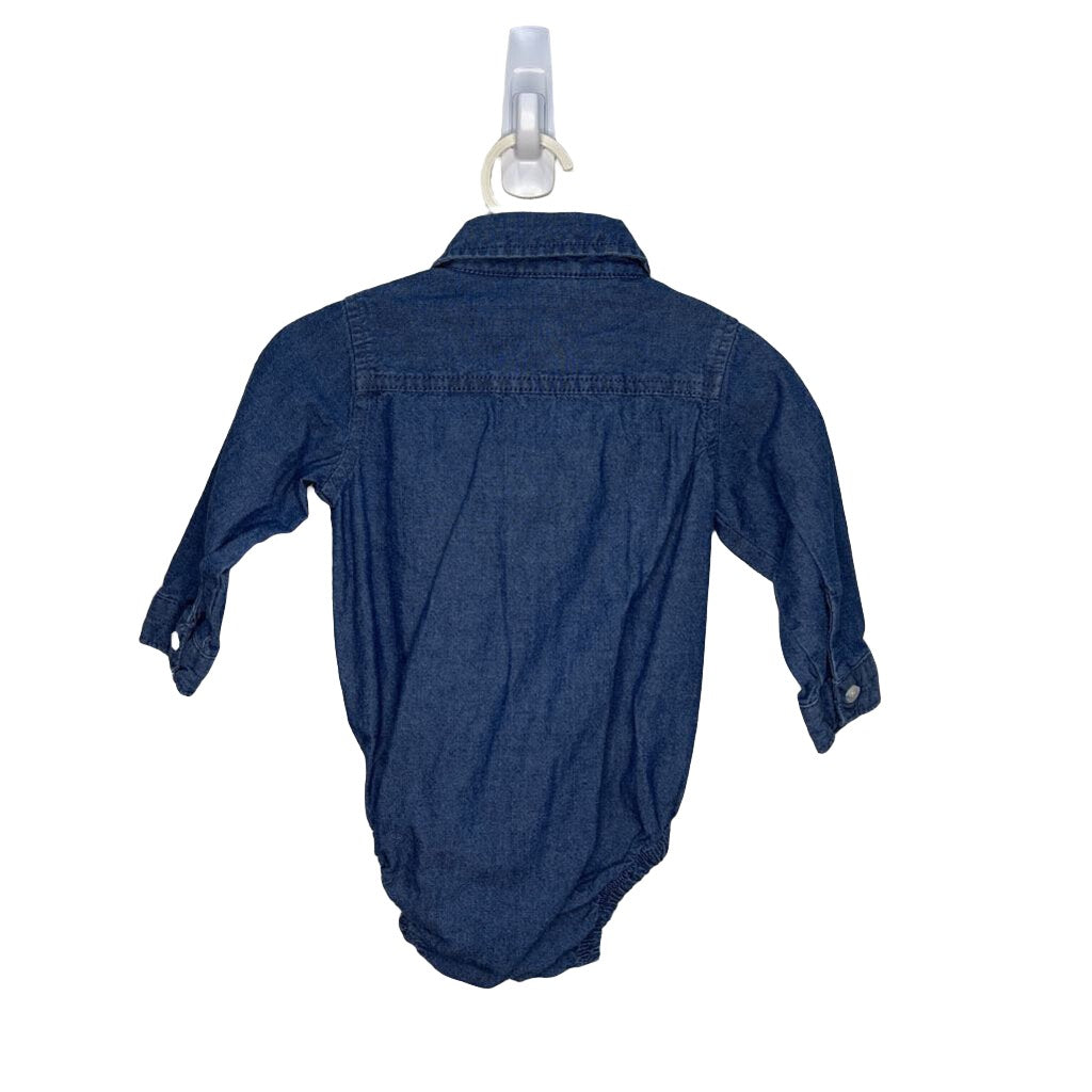 Denim Collared Button-down Onesie