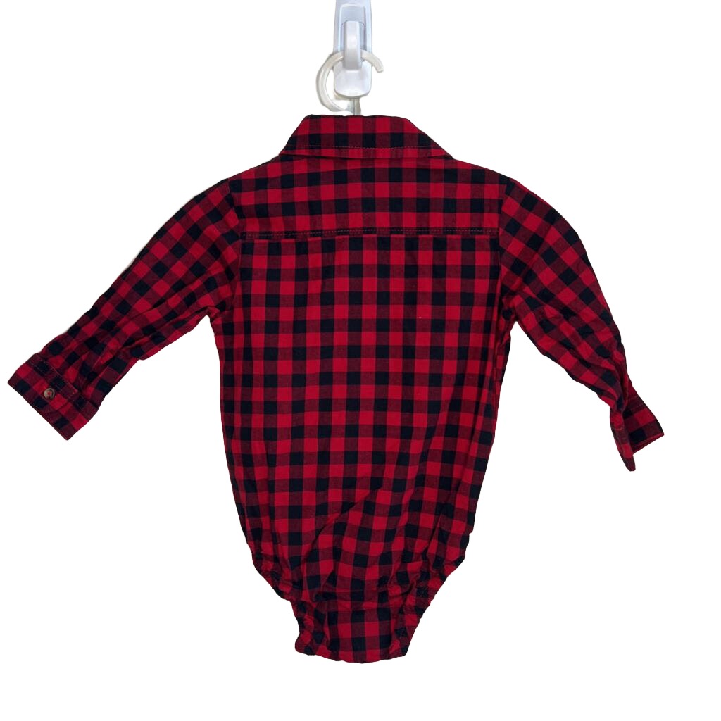 Plaid Collared Button-down Onesie