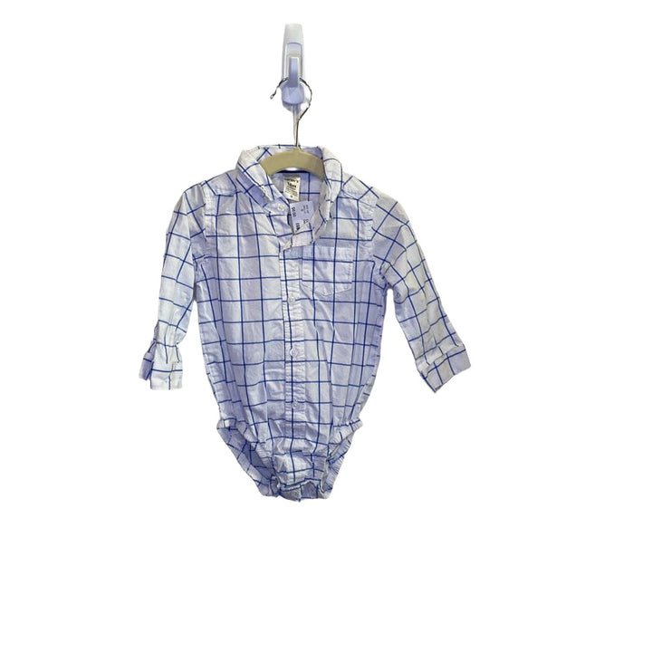 Plaid Collared Button-down Onesie