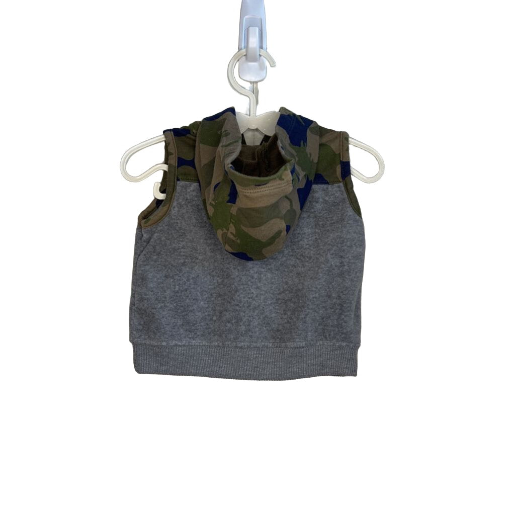 Hooded Zip-up Vest - Camo