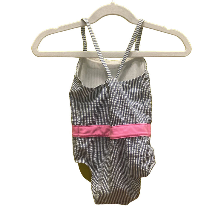 One Pc Sear Sucker Bathing Suit / Pink Bow