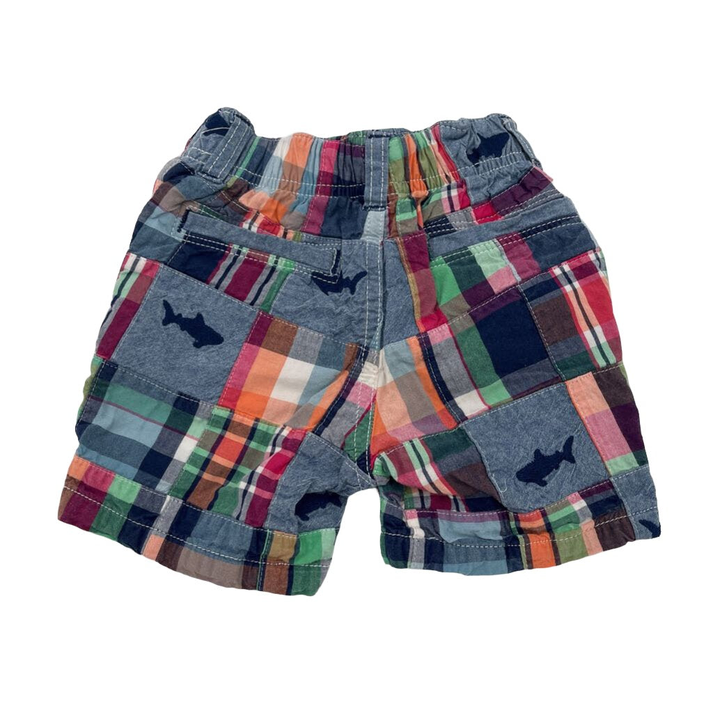 Elastic Waist Shorts / Plaid with Sharks