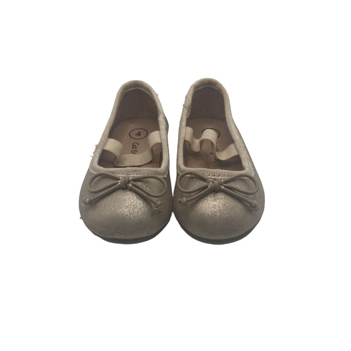 Slip-On Flats w/Bow, Elastic Band