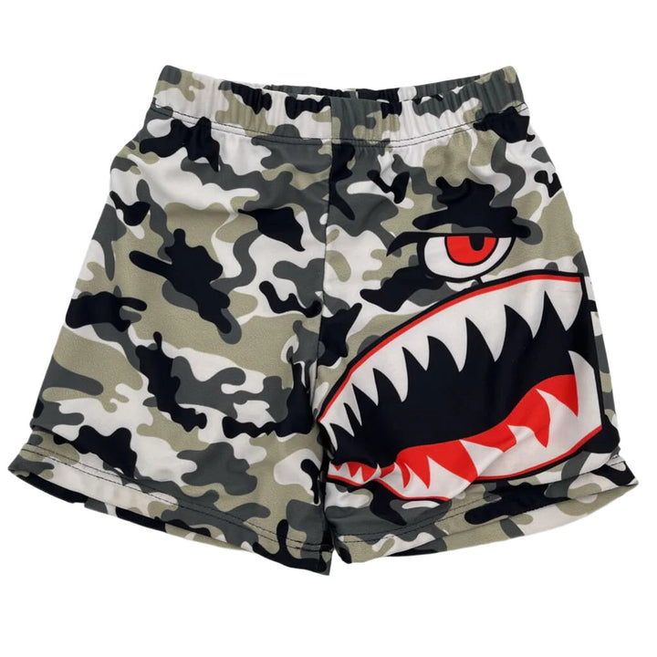 Elastic Waist Shorts / Camo w Shark