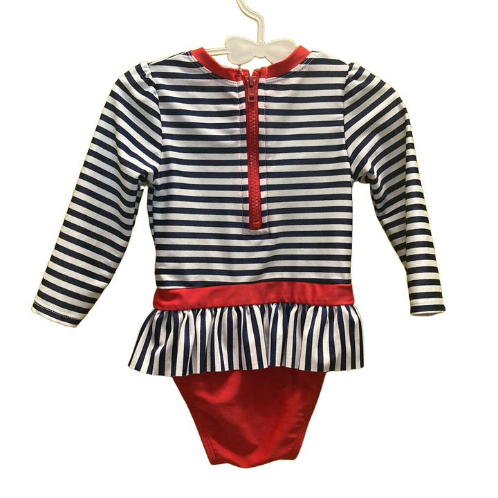 LS One Pc Bathing Suit / Stripes