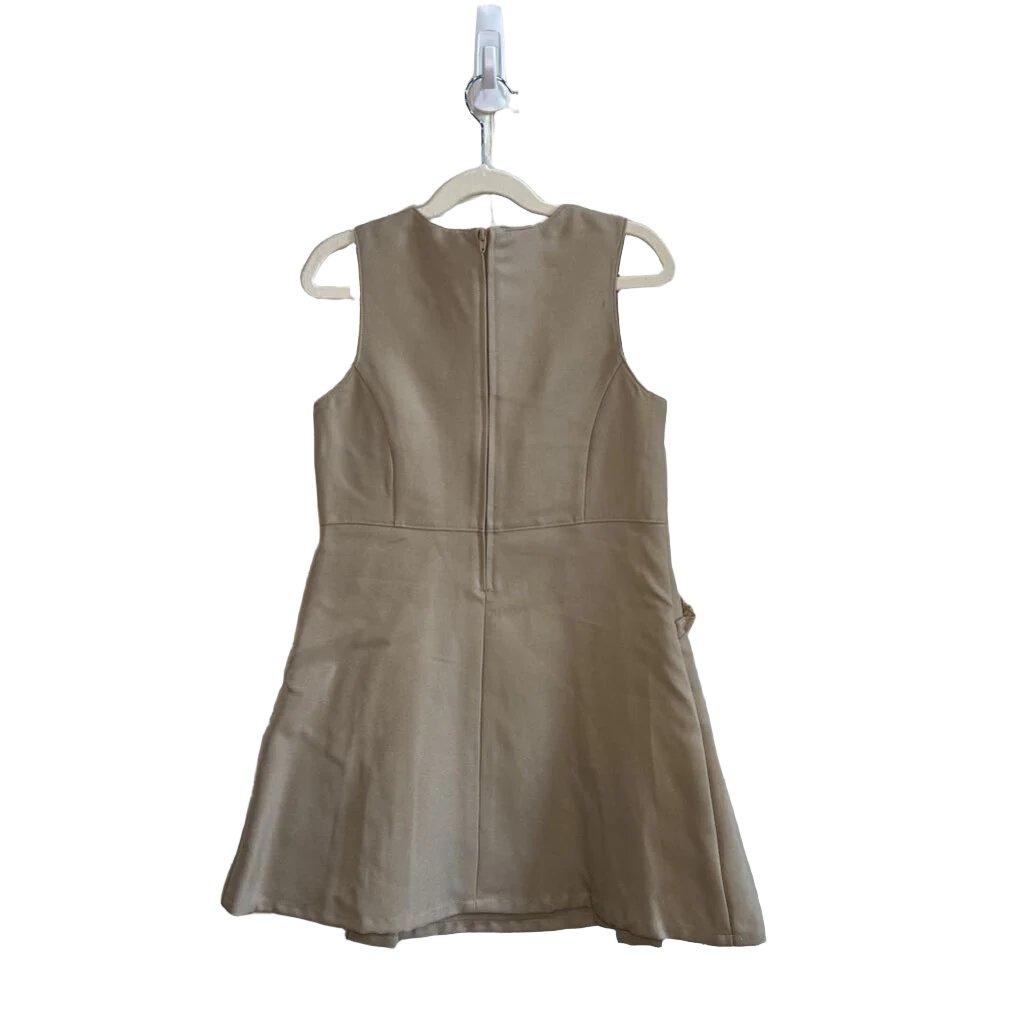 Sleeveless Khaki Pleated Dress