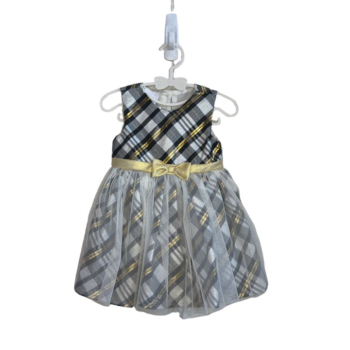 Sleeveless Checkered Dress / Gold Bow