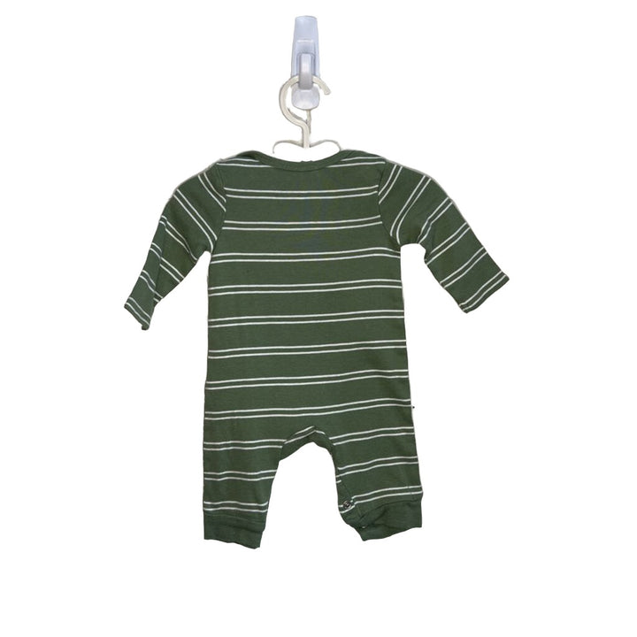 LS Footless Onesie / Stripes + Dino