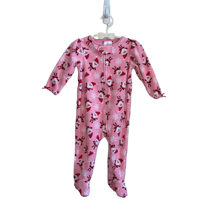 LS Fleece Footed Onesie / Santa