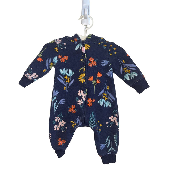 LS Hooded Romper / Flowers