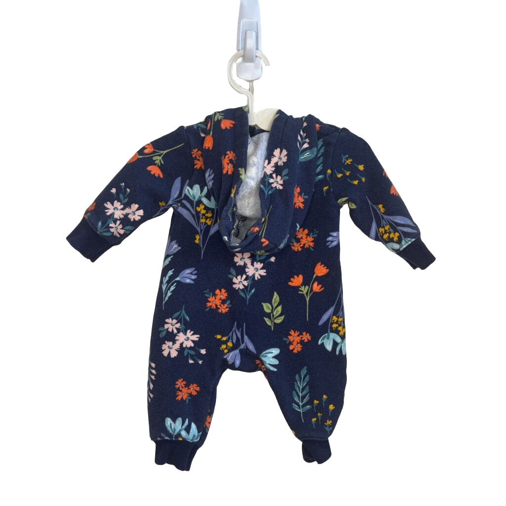 LS Hooded Romper / Flowers