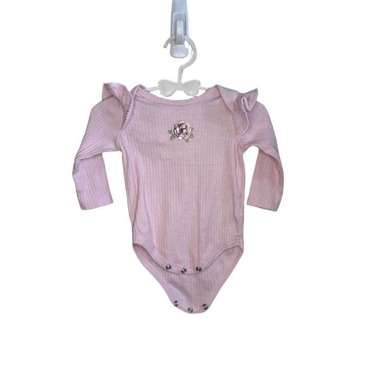 LS Onesie / Flower w Ruffle Shoulders