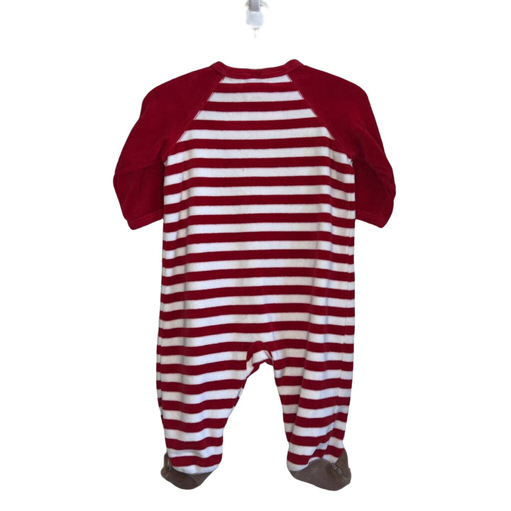 LS Velvet Striped Onesie / Merry Christmas