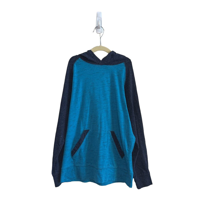 LS Hooded Shirt w Dark Blue Sleeves