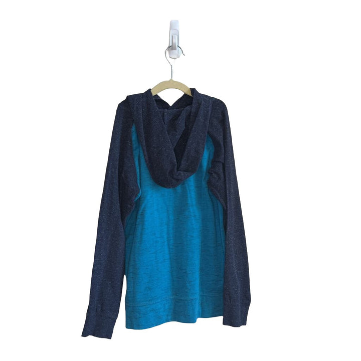 LS Hooded Shirt w Dark Blue Sleeves