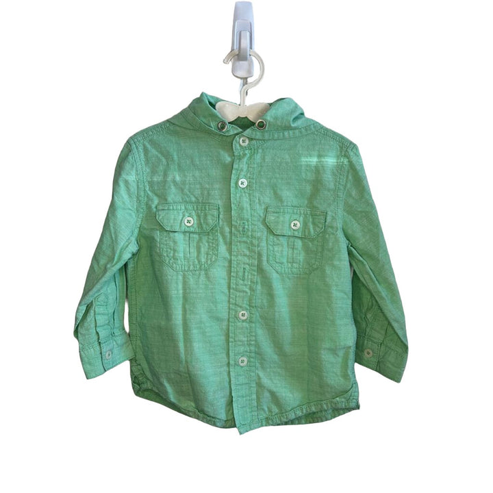 Button Up Hooded Shirt