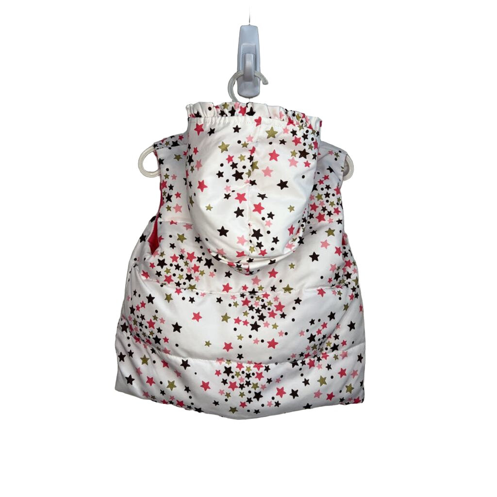 Hooded Snap Button Puffer Vest / Stars